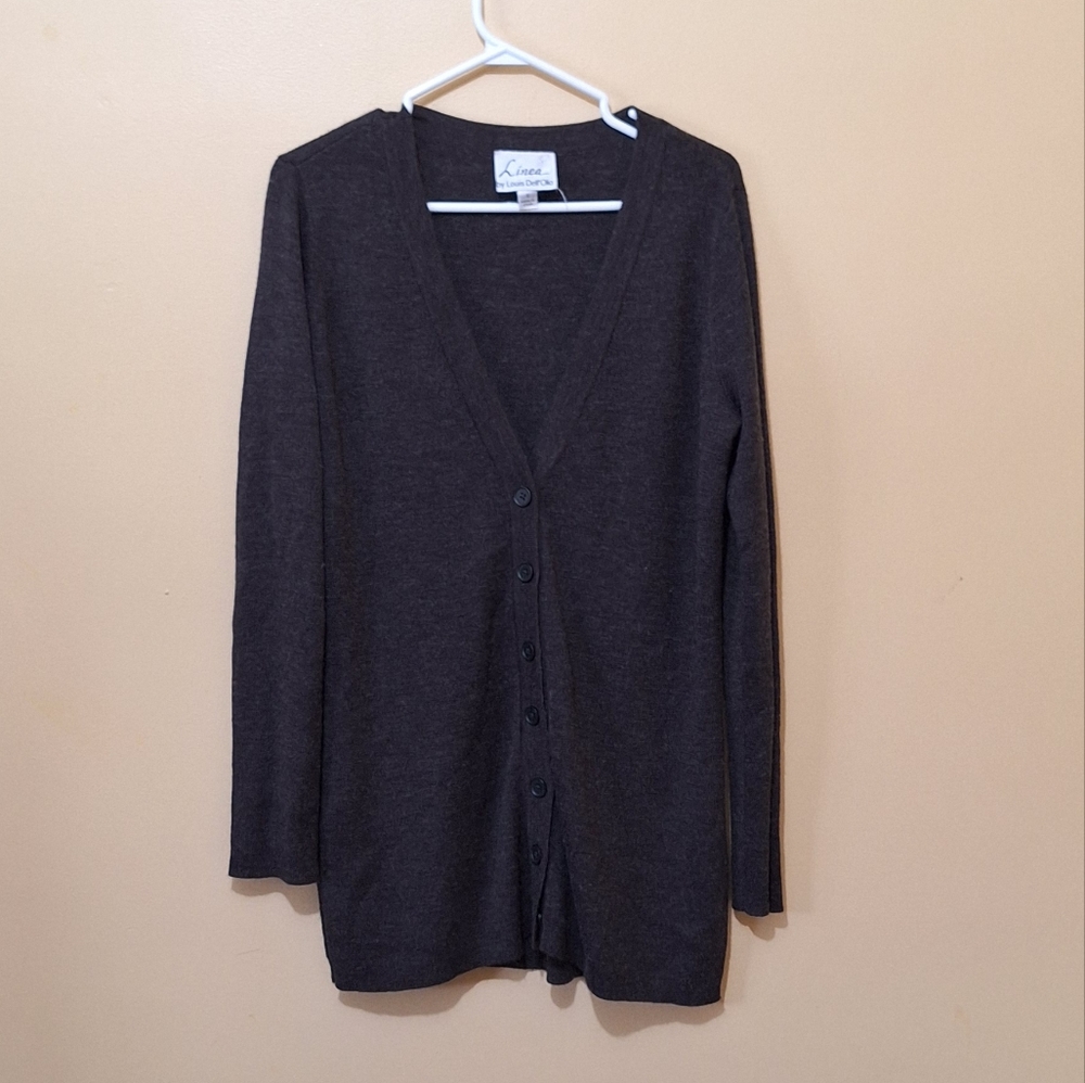 Linea By Louis Dell'Olio Gray Wool Blend Oversized Cardigan